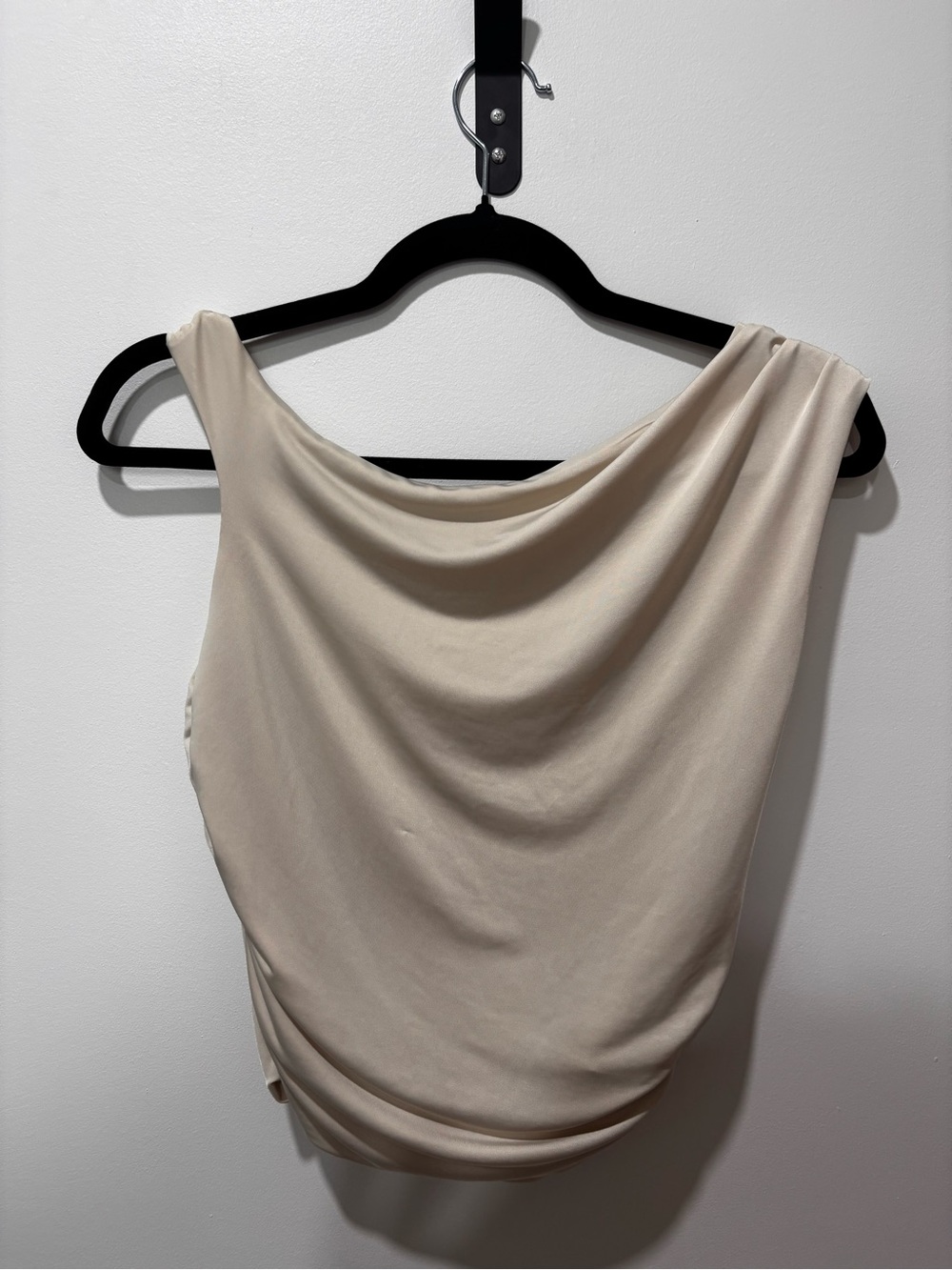 Dynamite Cream Draped Cowl Neck Sleeveless Top